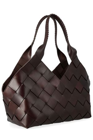 Castello bag in dark brown woven leather DRAGON DIFFUSION | 8111DGS6MATDKBROWN